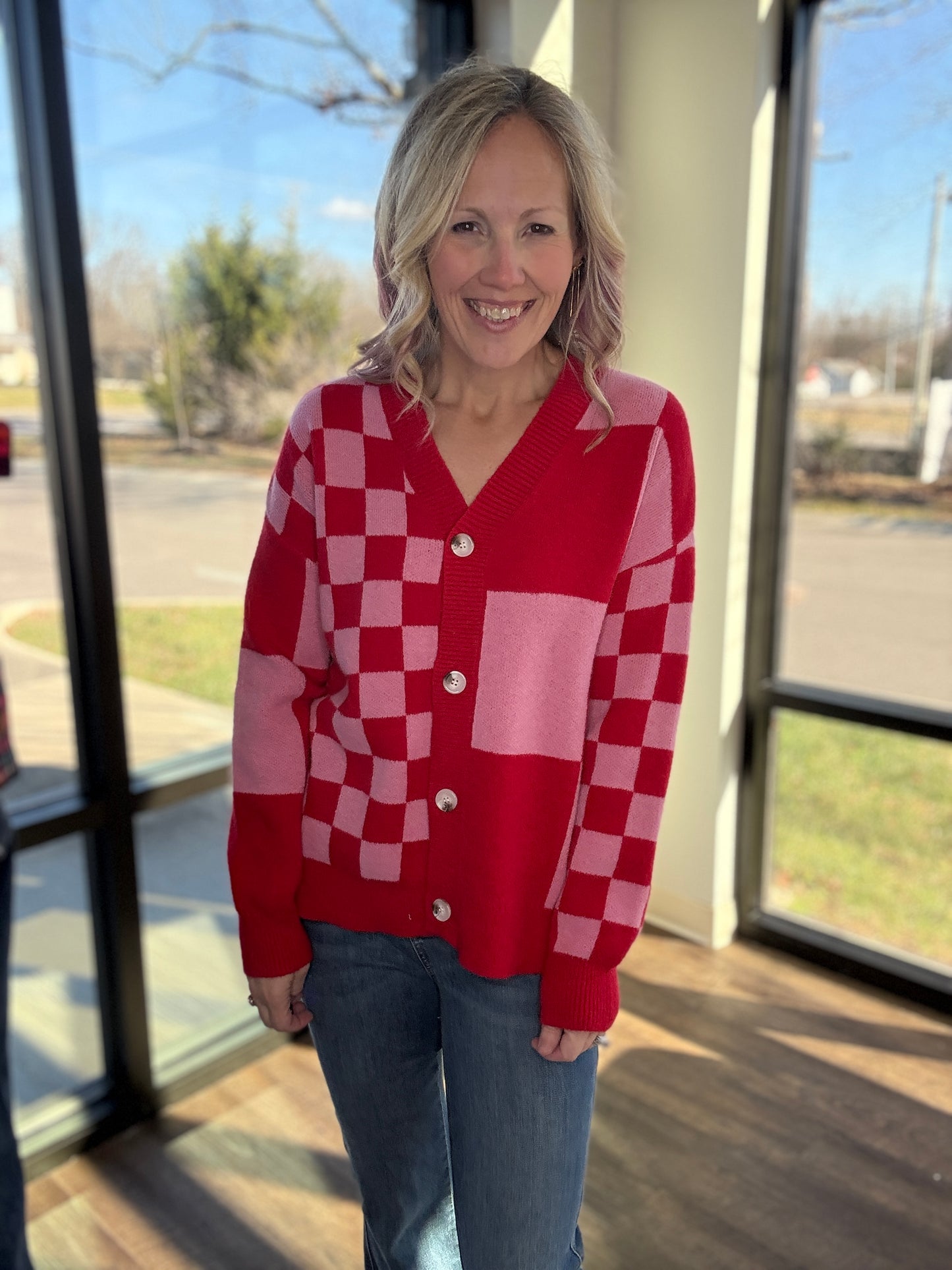 Sweetheart Check Cardigan