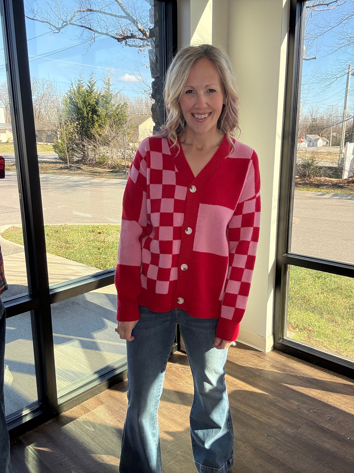 Sweetheart Check Cardigan