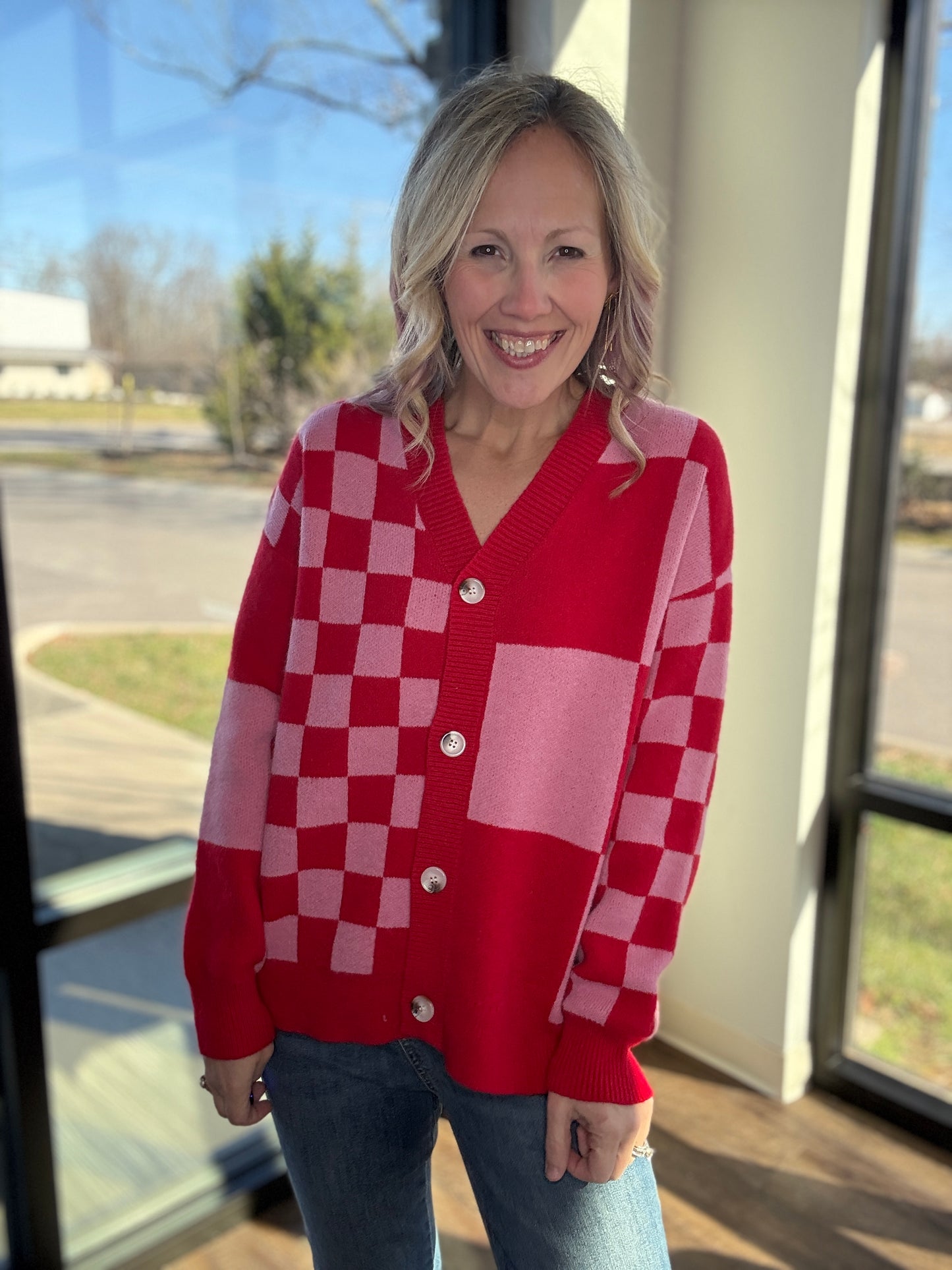 Sweetheart Check Cardigan