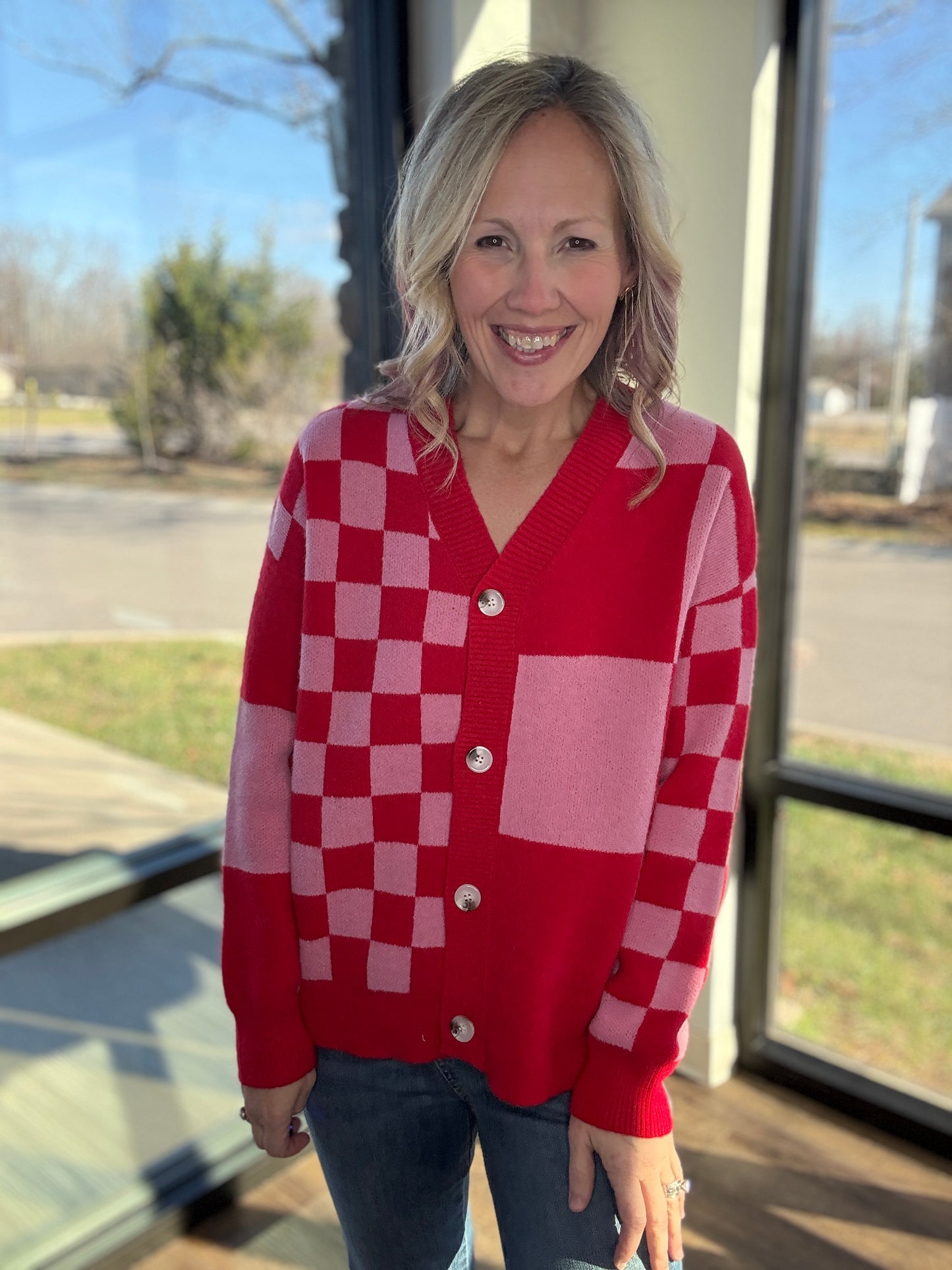 Sweetheart Check Cardigan