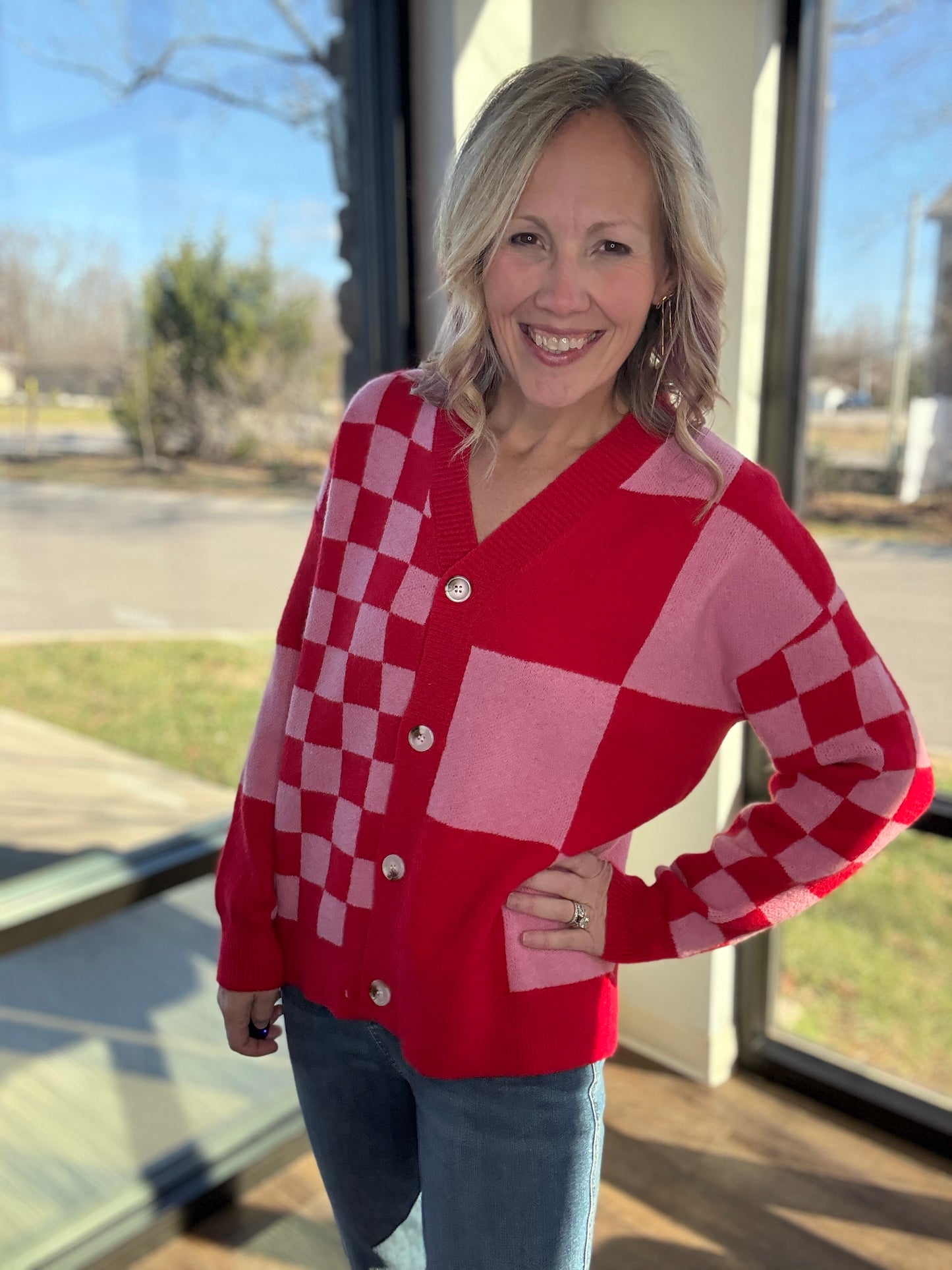 Sweetheart Check Cardigan