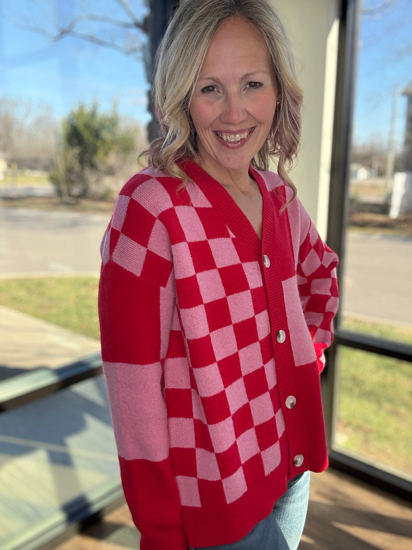 Sweetheart Check Cardigan