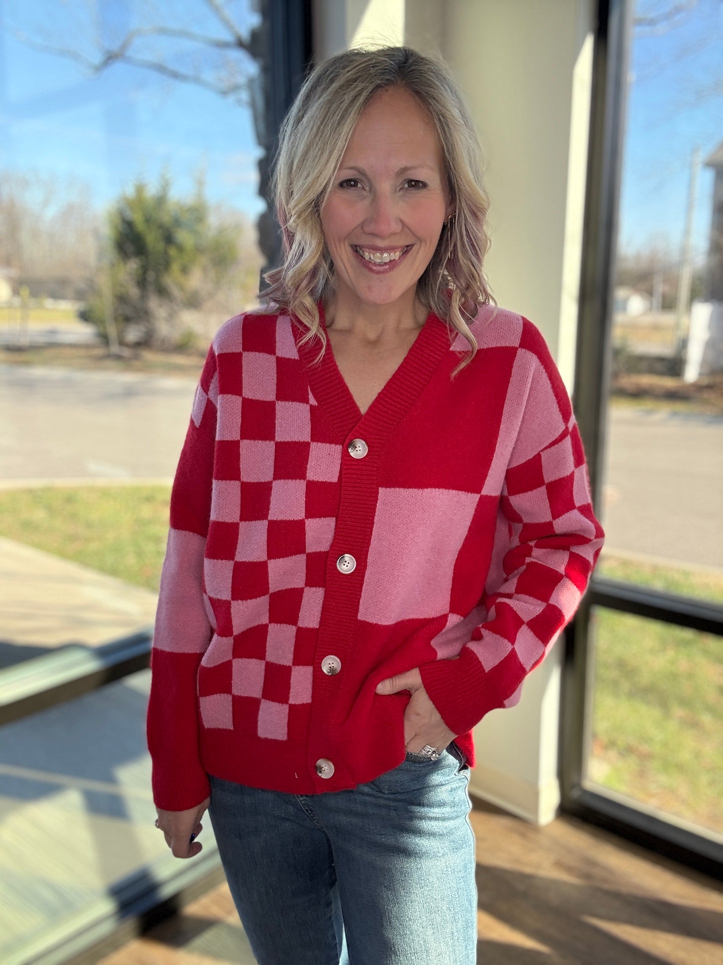 Sweetheart Check Cardigan