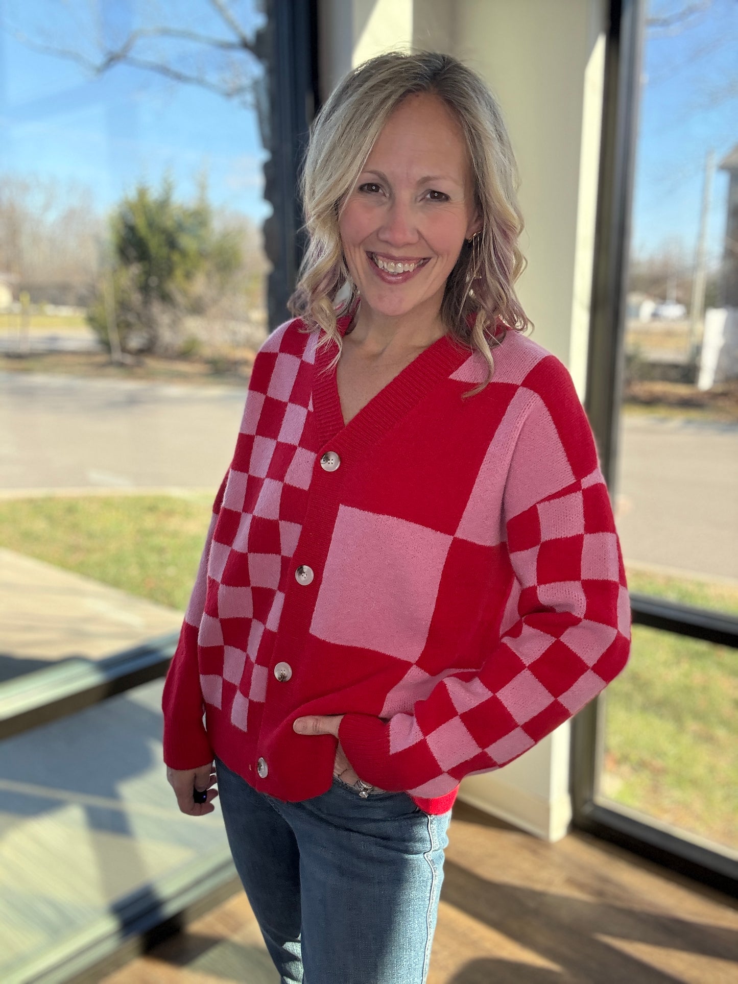 Sweetheart Check Cardigan