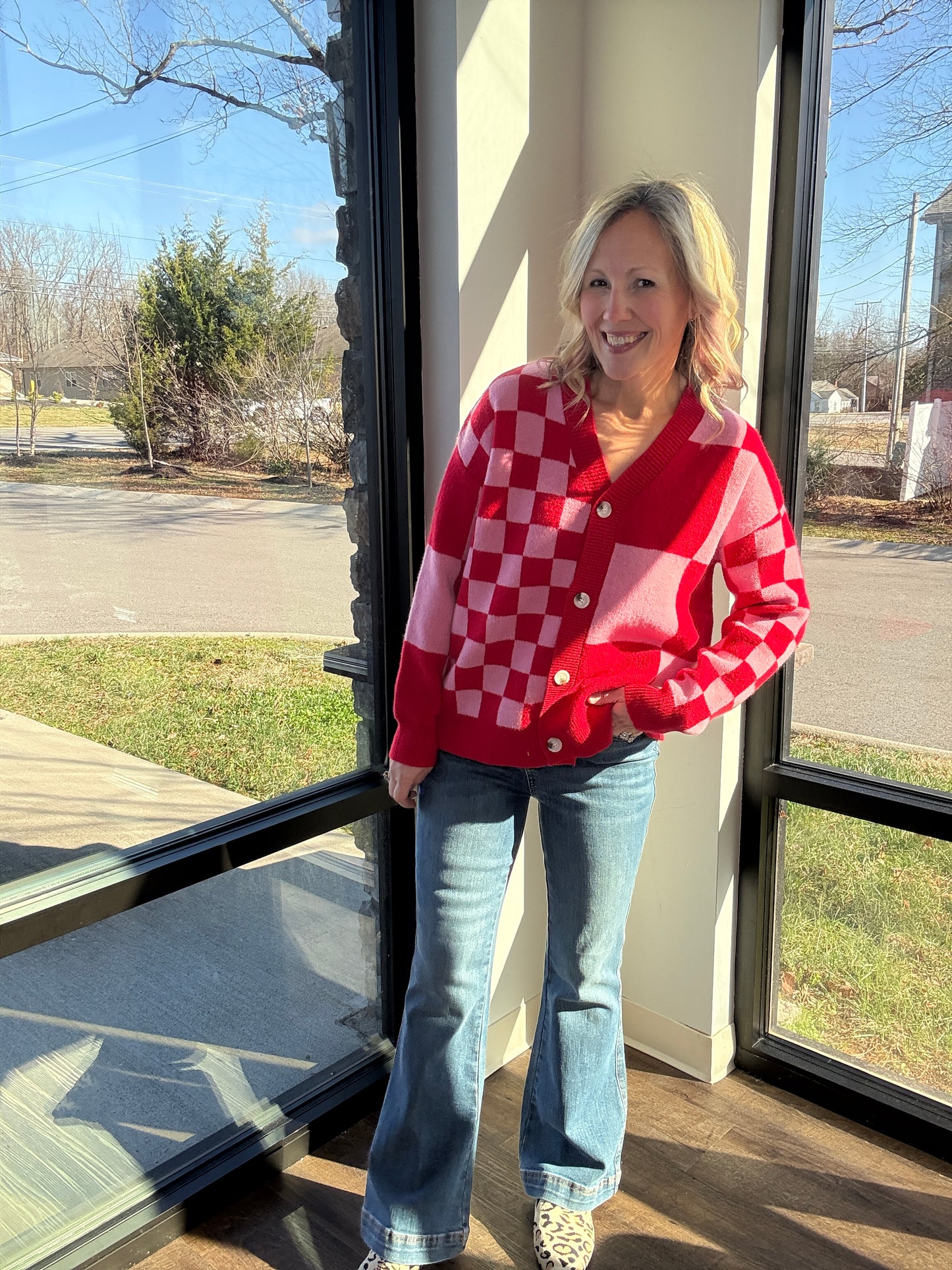 Sweetheart Check Cardigan