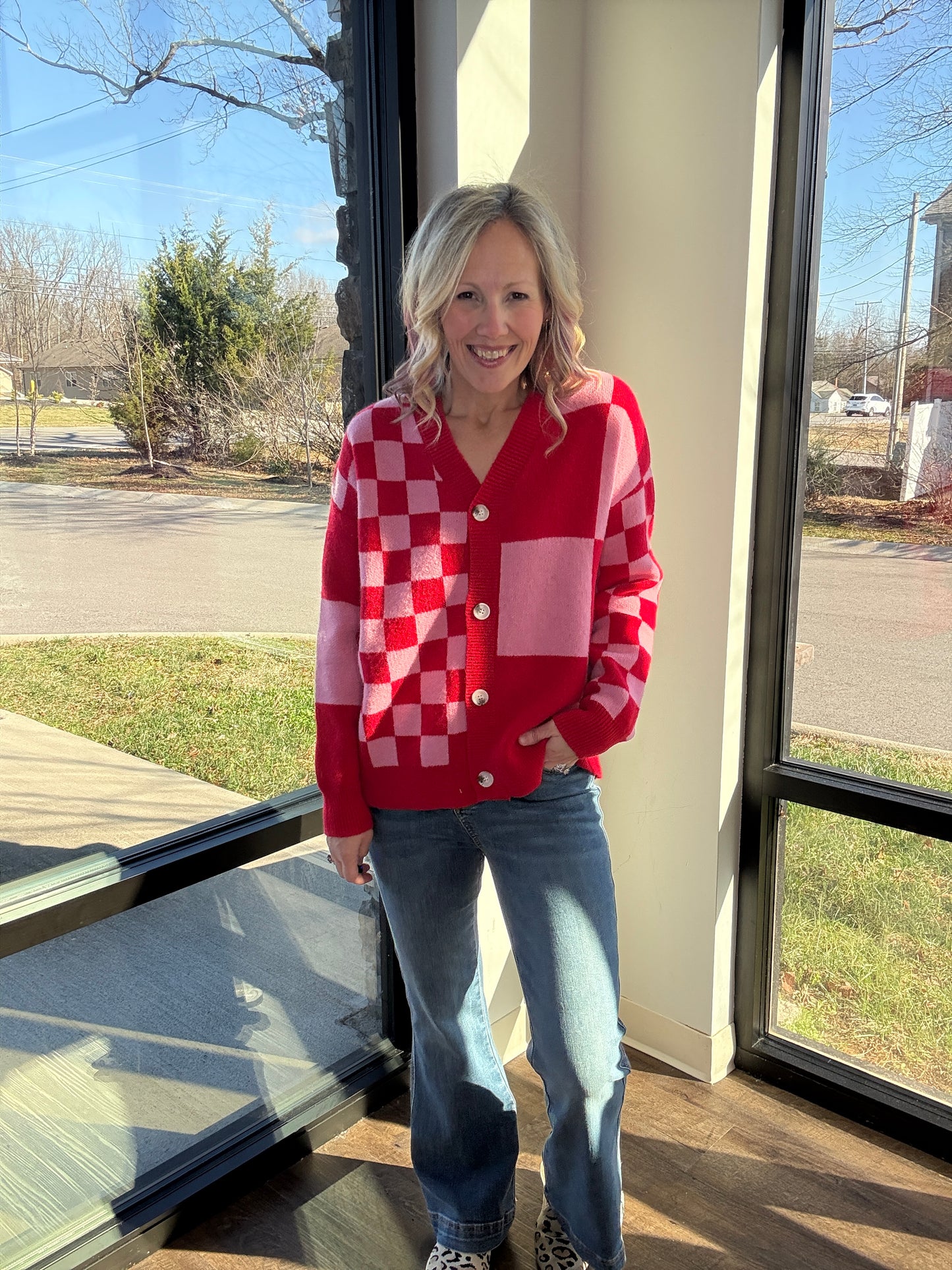 Sweetheart Check Cardigan