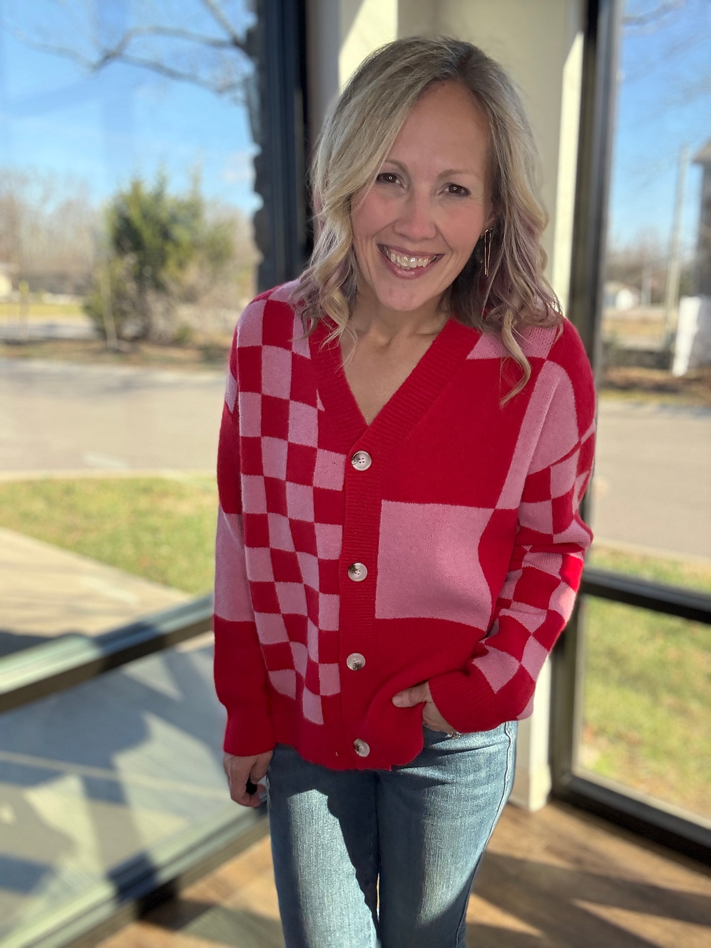 Sweetheart Check Cardigan