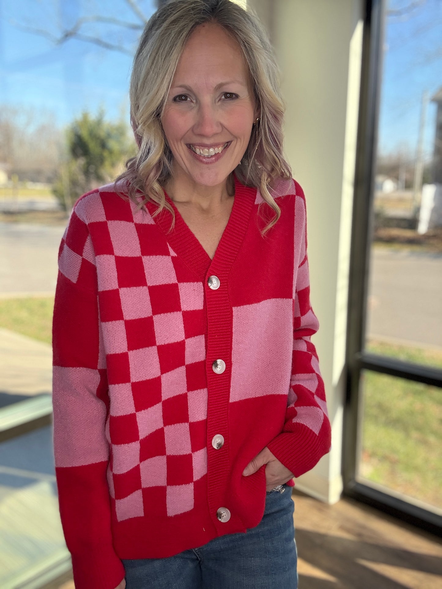 Sweetheart Check Cardigan