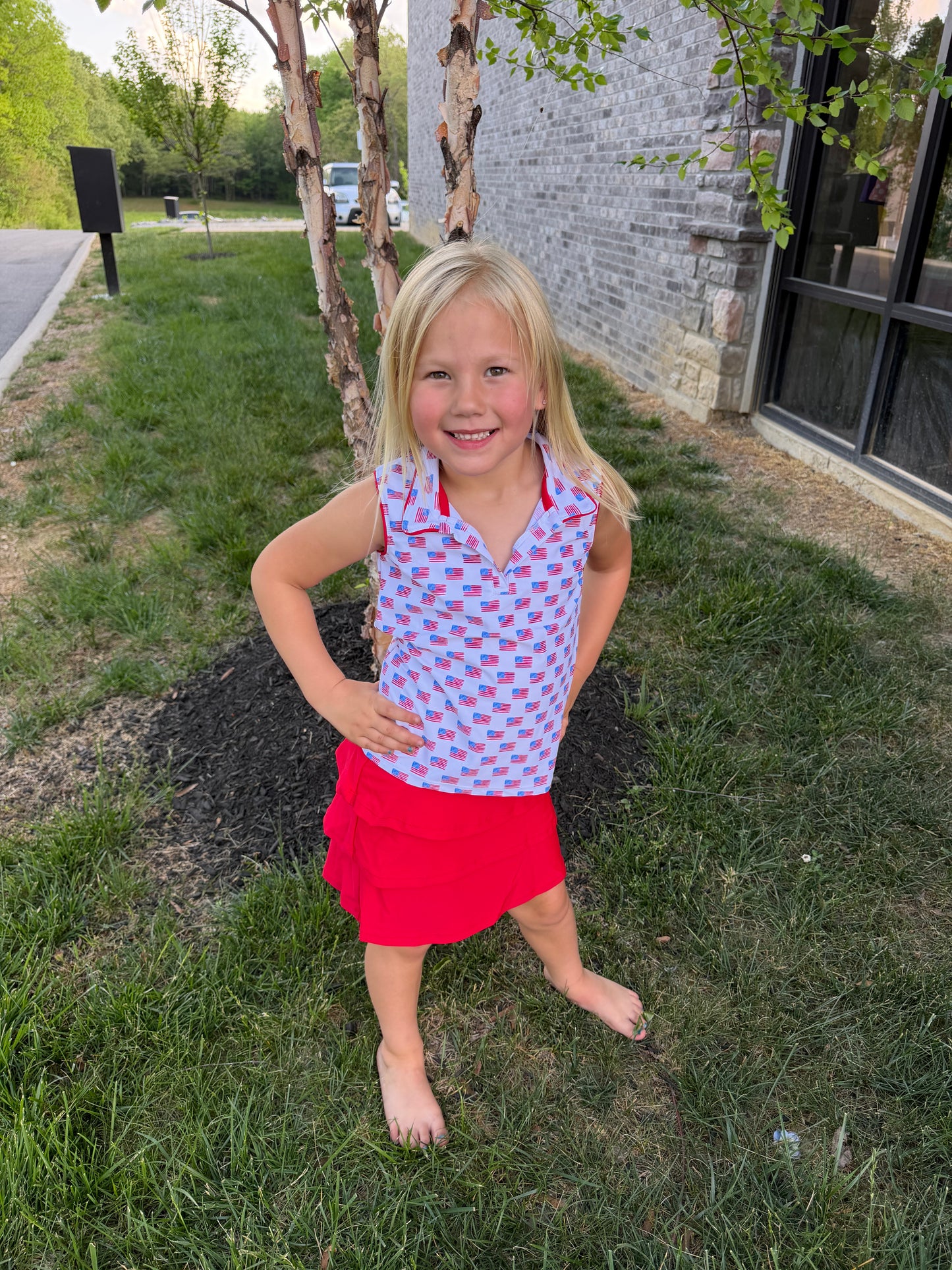 Girl's Freedom Flags Top