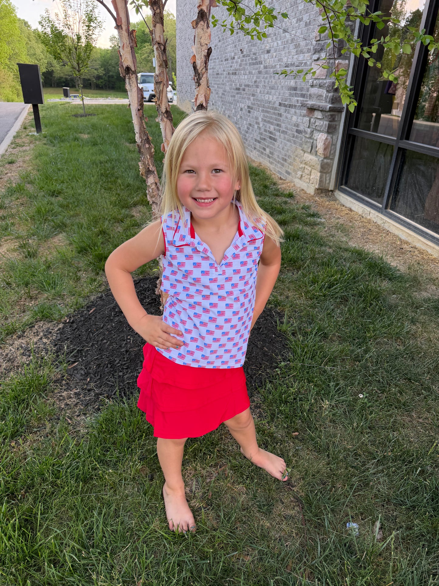 Girl's Freedom Flags Top