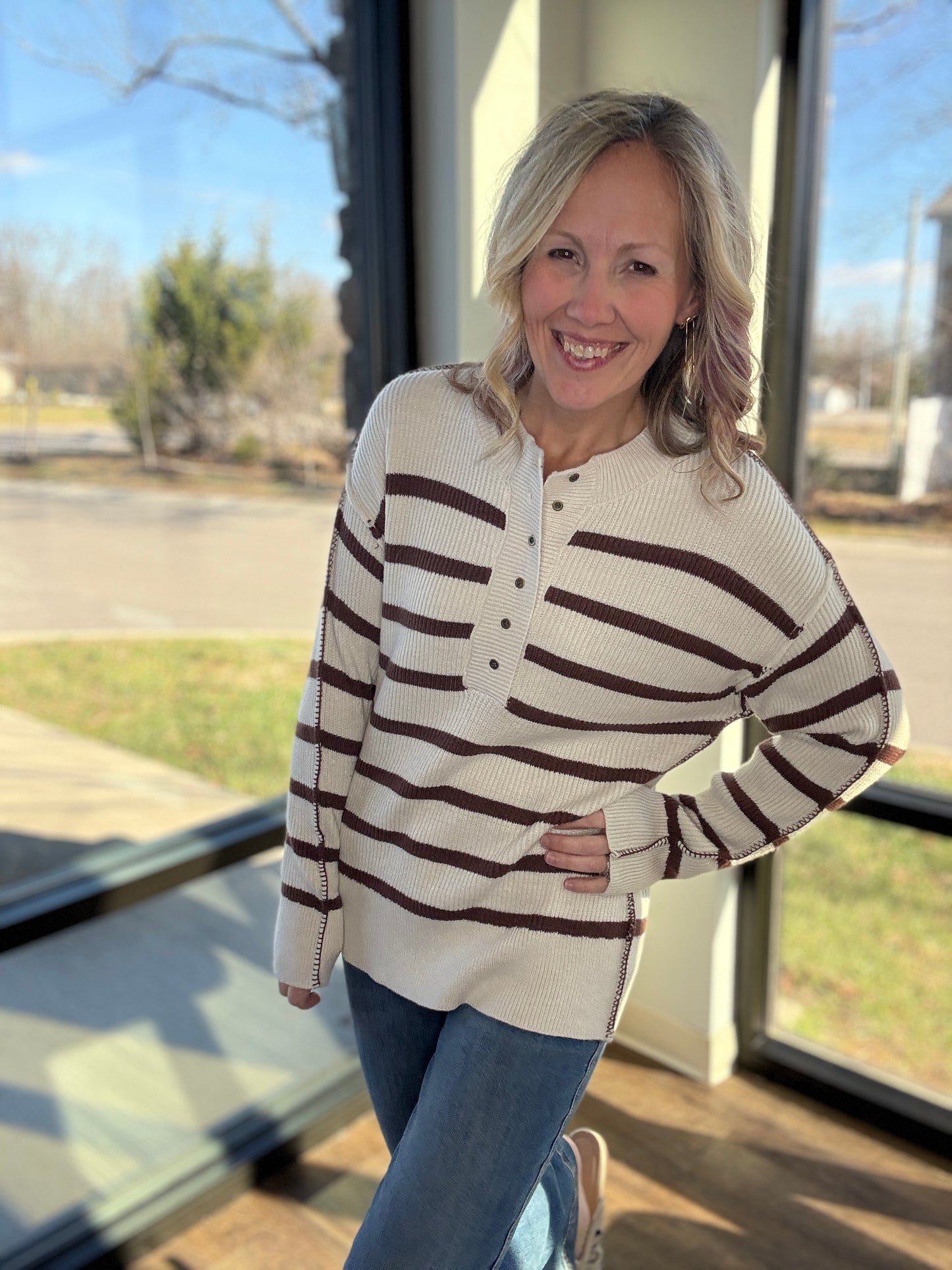 Mocha Henley Sweater