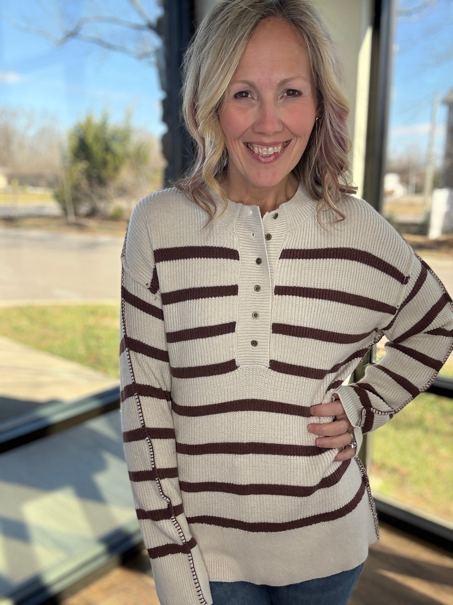 Mocha Henley Sweater