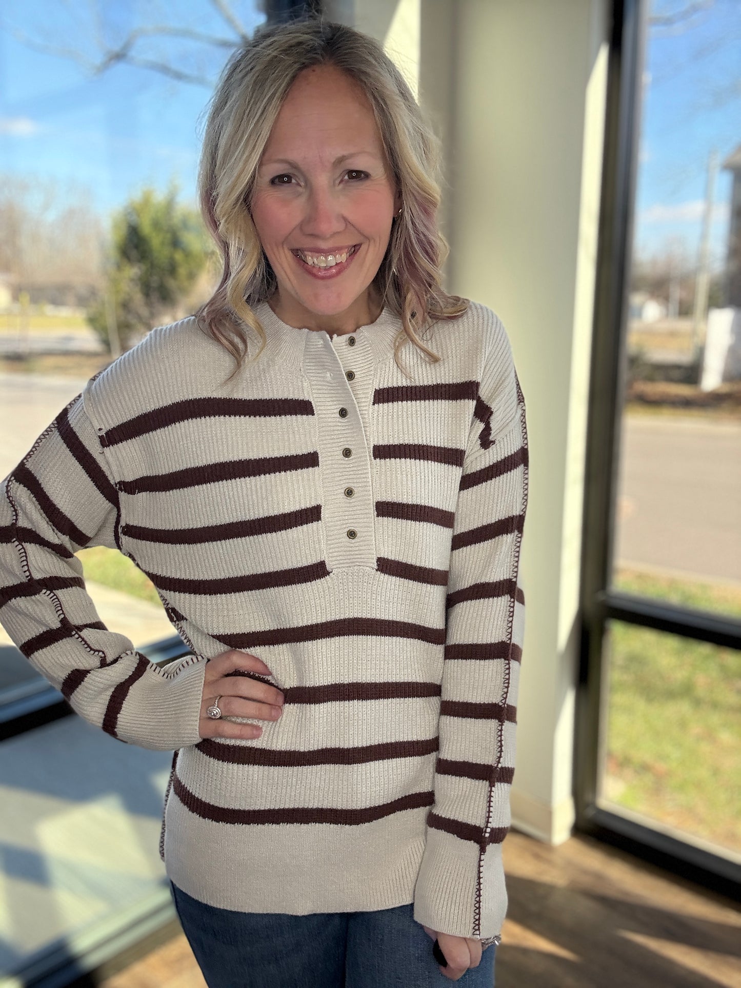 Mocha Henley Sweater