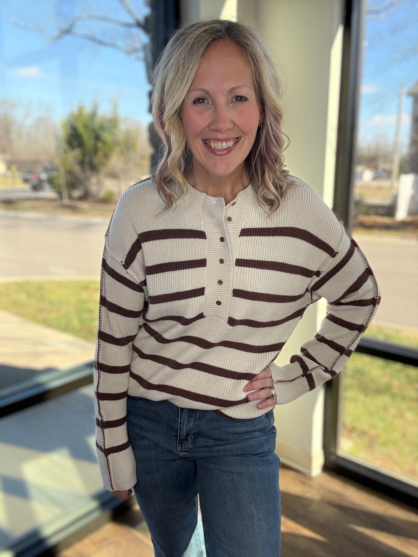 Mocha Henley Sweater