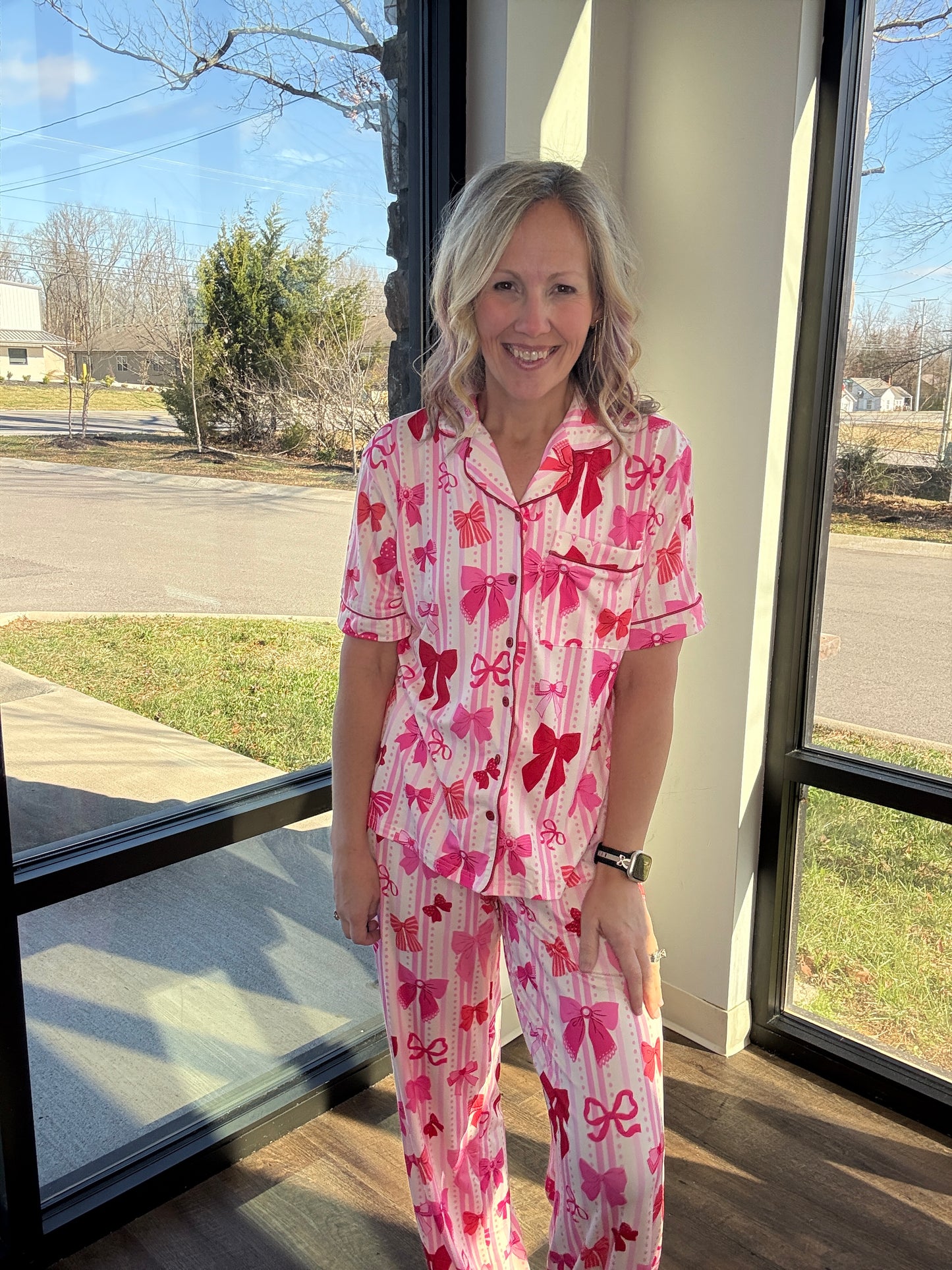 Bow Romance Ruffle PJ Set