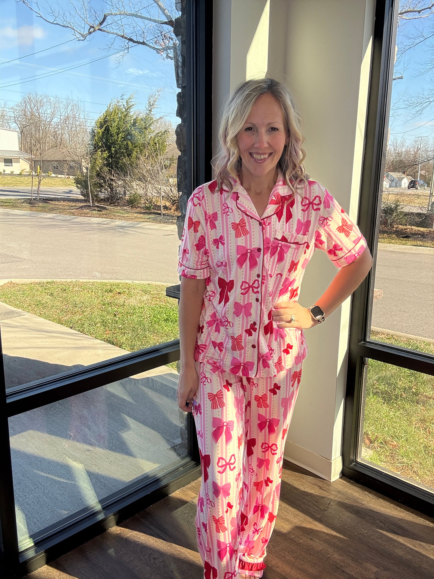 Bow Romance Ruffle PJ Set