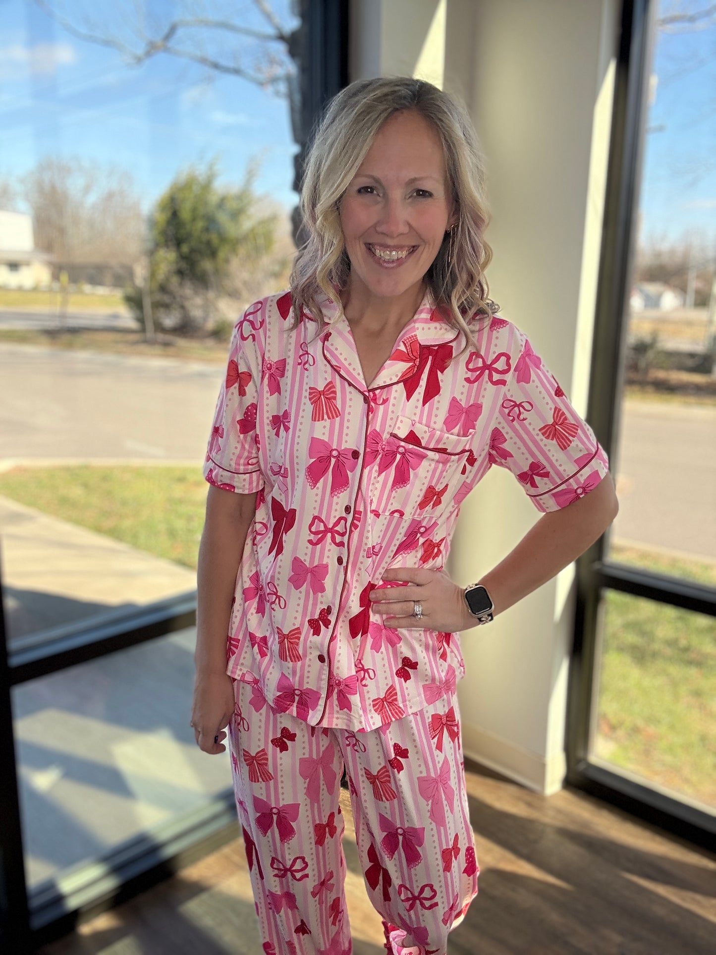 Bow Romance Ruffle PJ Set