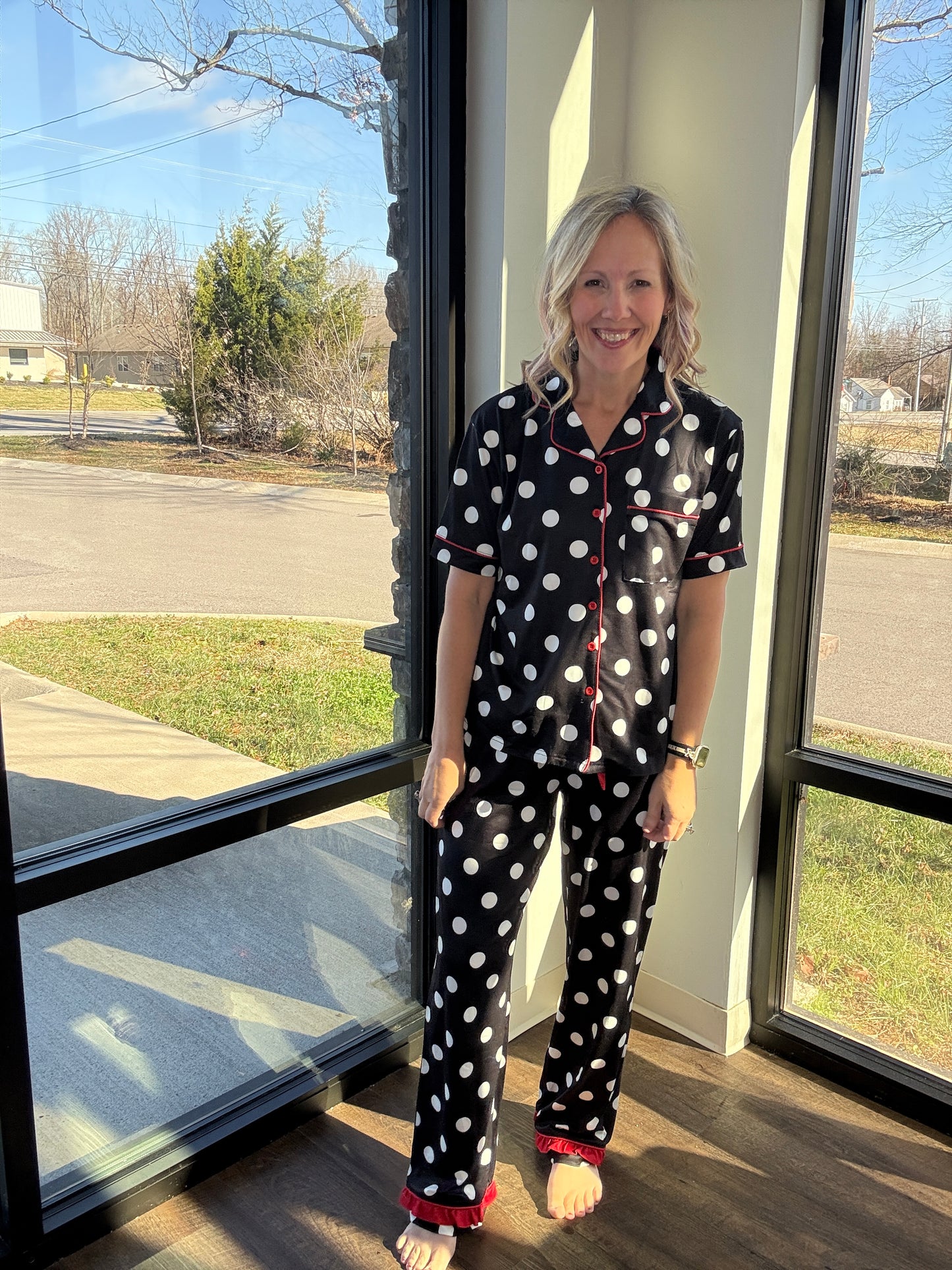 Dotty Darling Ruffle PJ Set