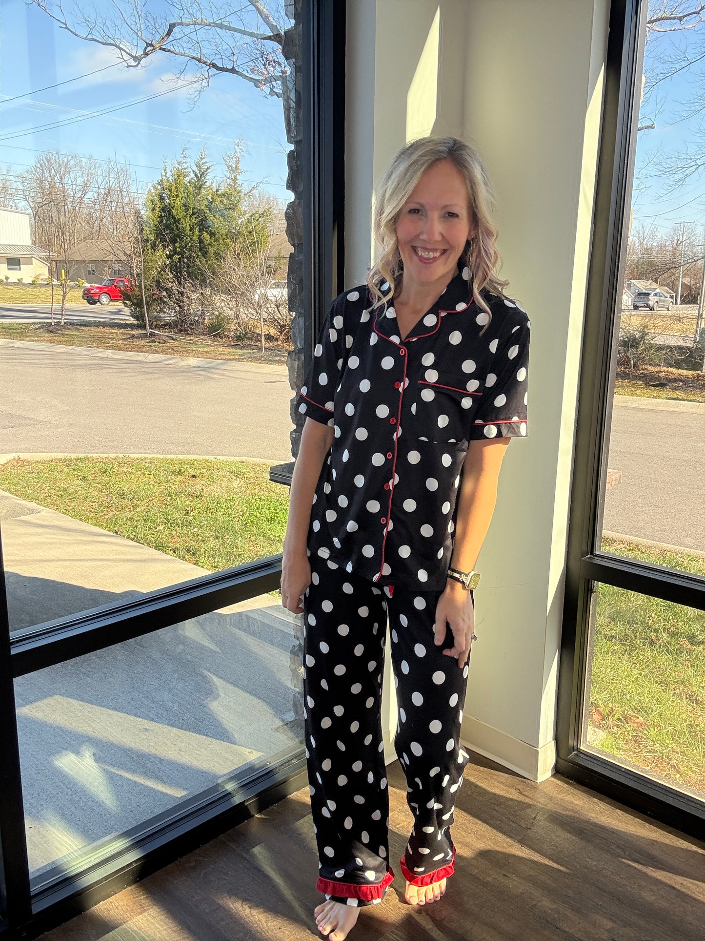 Dotty Darling Ruffle PJ Set