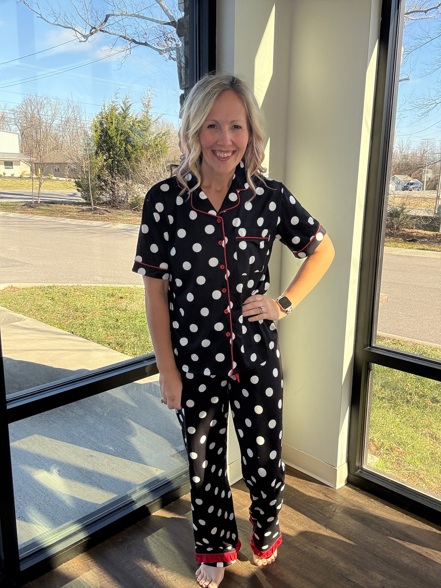 Dotty Darling Ruffle PJ Set