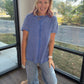 Blue Washed Waffle Top