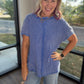 Blue Washed Waffle Top