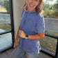 Blue Washed Waffle Top