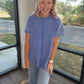 Blue Washed Waffle Top