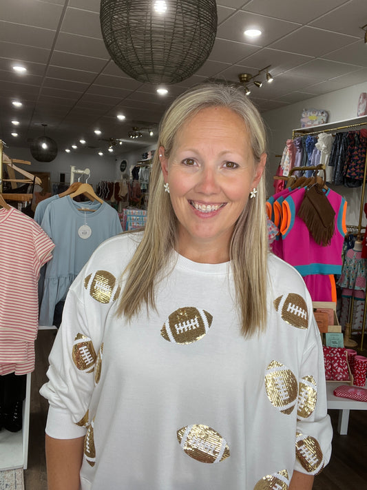 White & Gold Football Sweatshirt