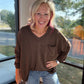 Fall Favorite Pocket Tee- Chocolate