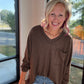 Fall Favorite Pocket Tee- Chocolate