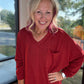 Fall Favorite Pocket Tee- Garnet
