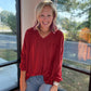 Fall Favorite Pocket Tee- Garnet