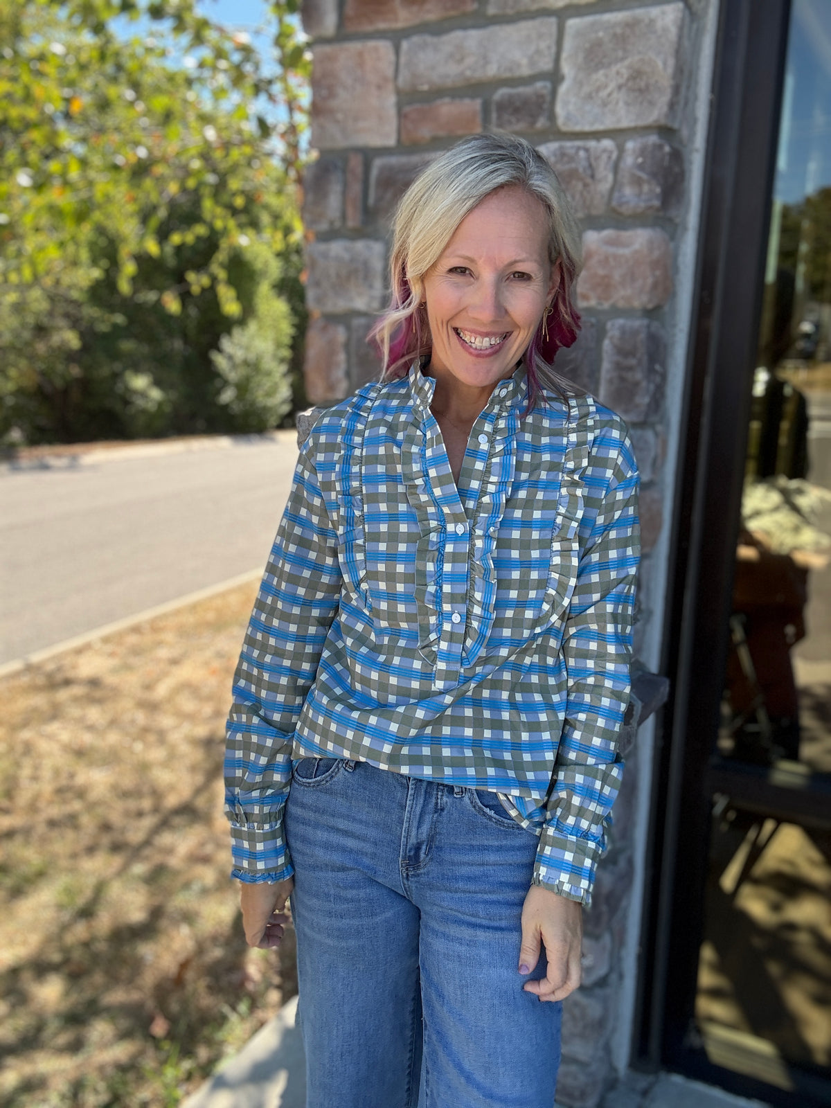 Ruffled in Plaid Top