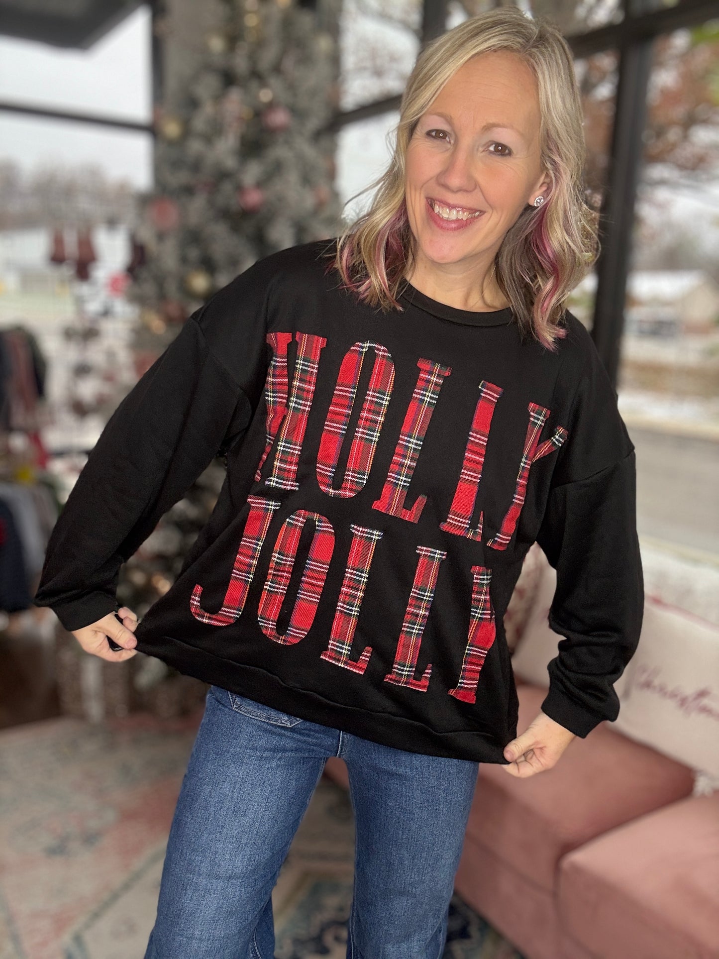 Plaid Holly Jolly Sweatshirt