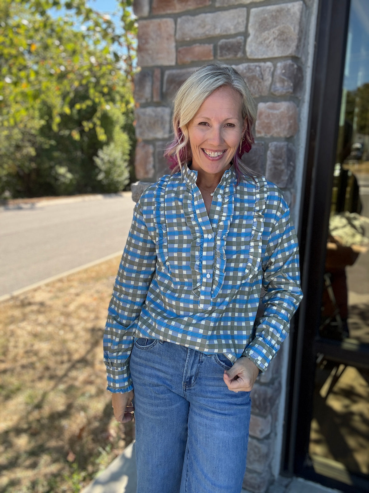 Ruffled in Plaid Top
