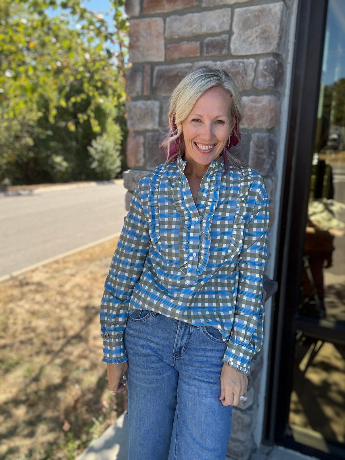 Ruffled in Plaid Top