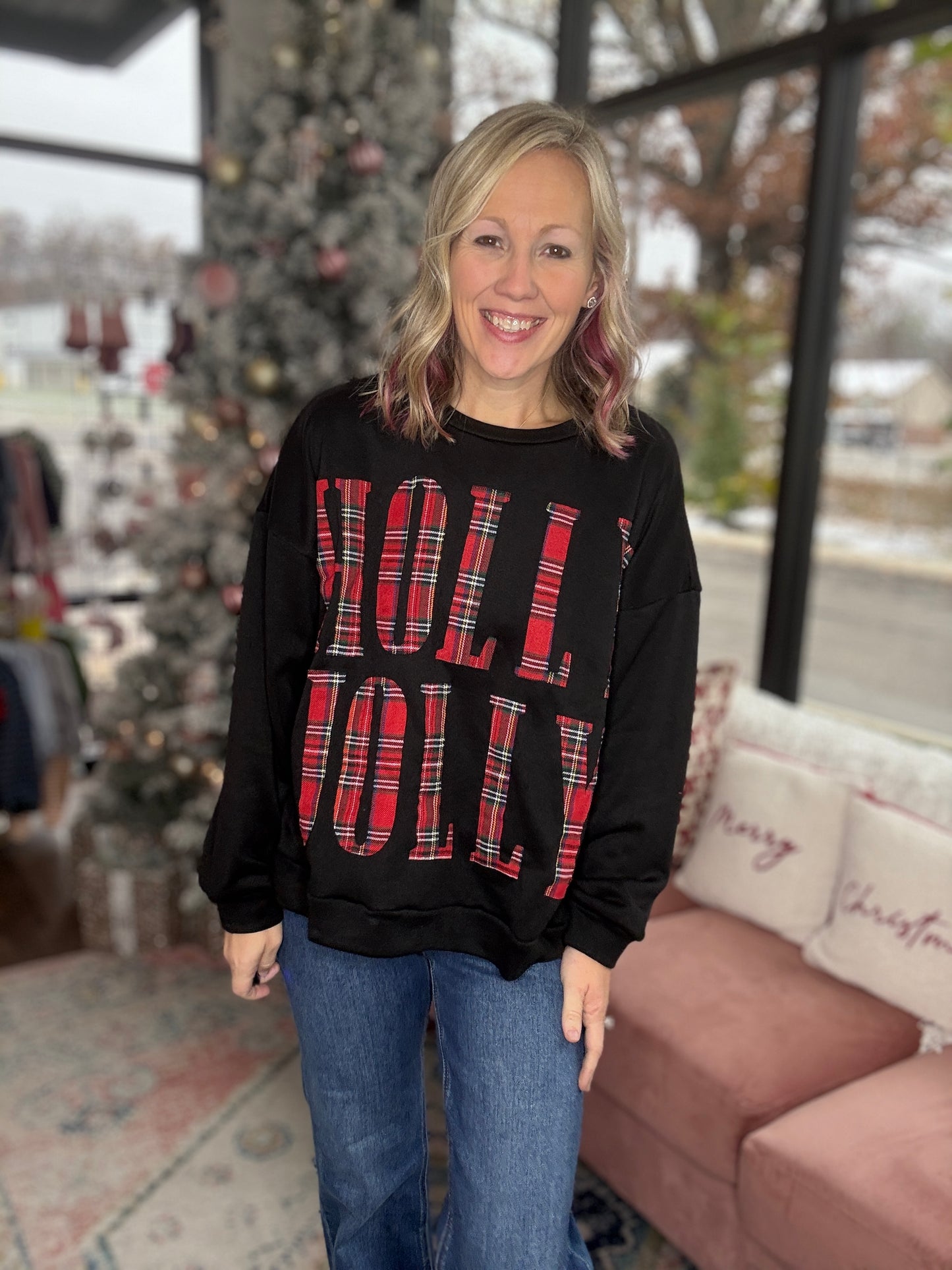 Plaid Holly Jolly Sweatshirt