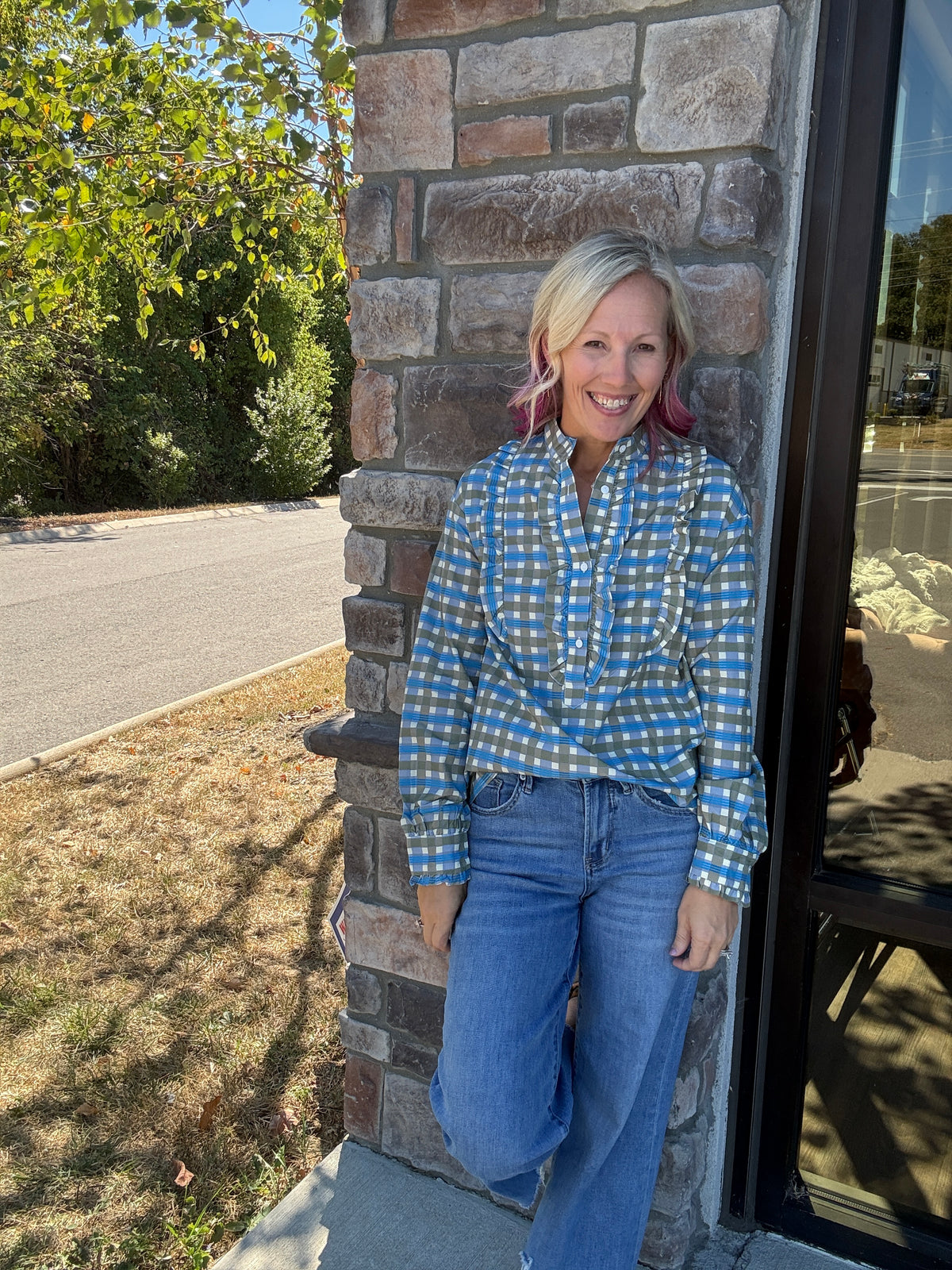 Ruffled in Plaid Top