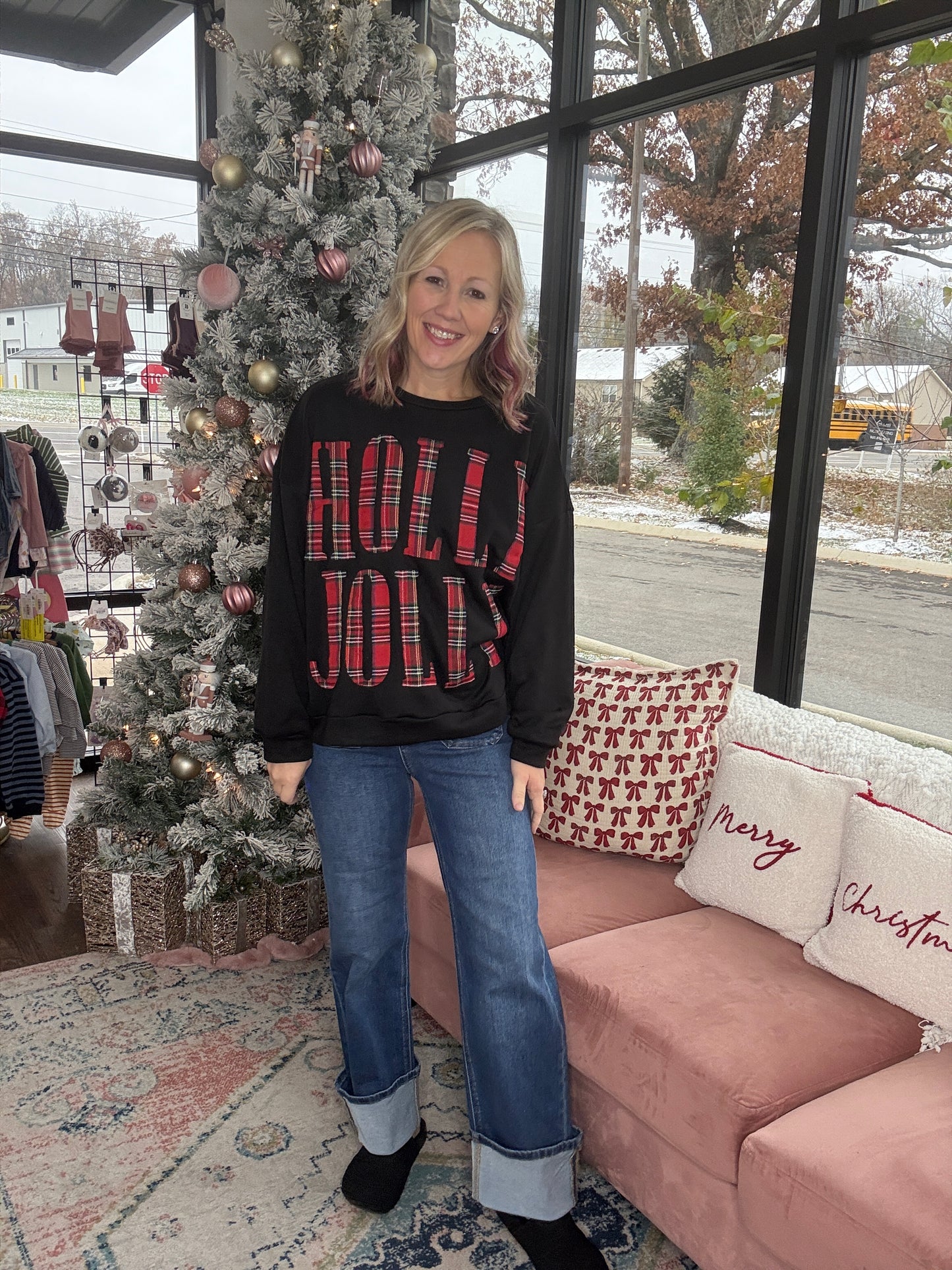 Plaid Holly Jolly Sweatshirt