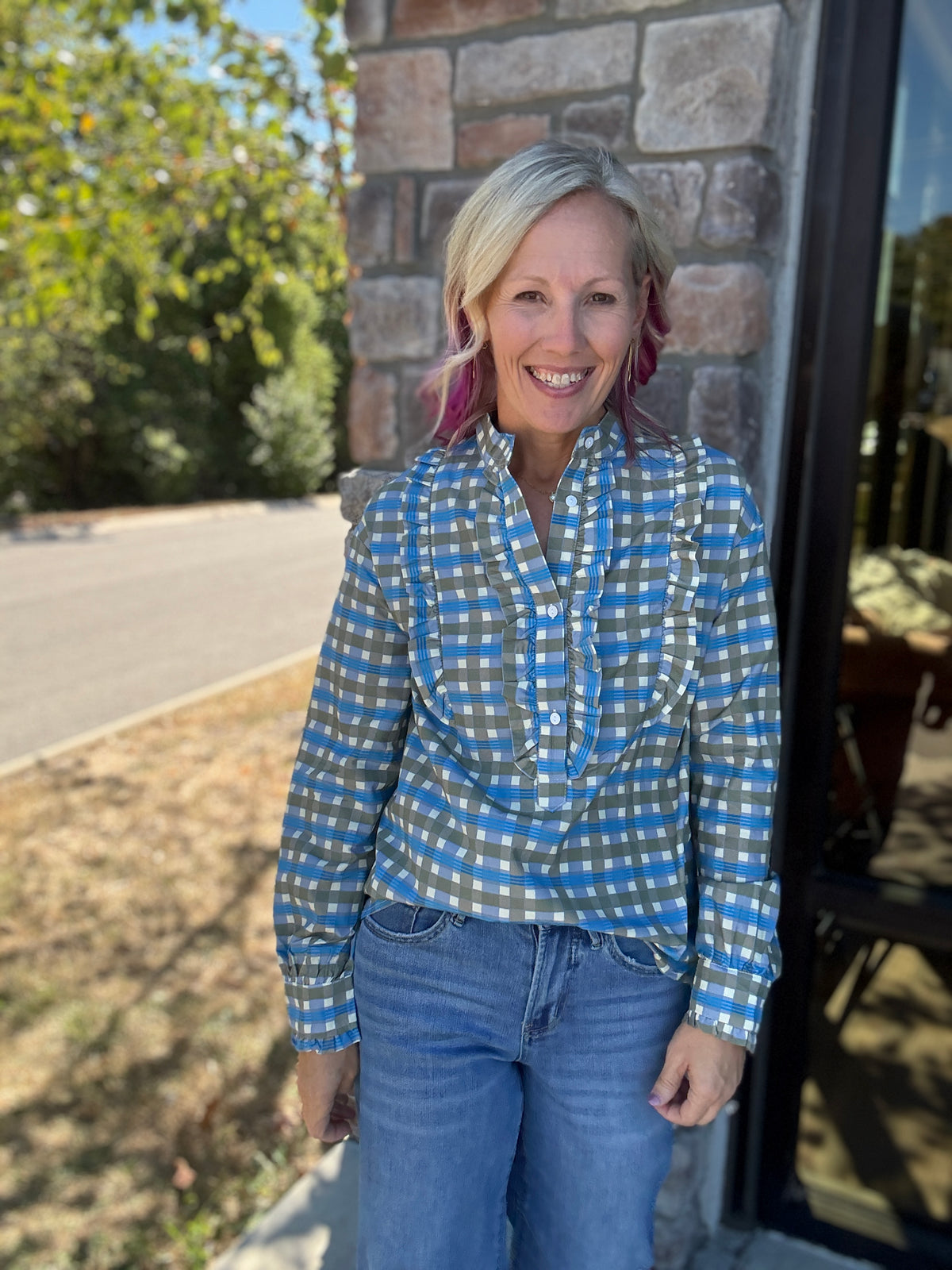 Ruffled in Plaid Top