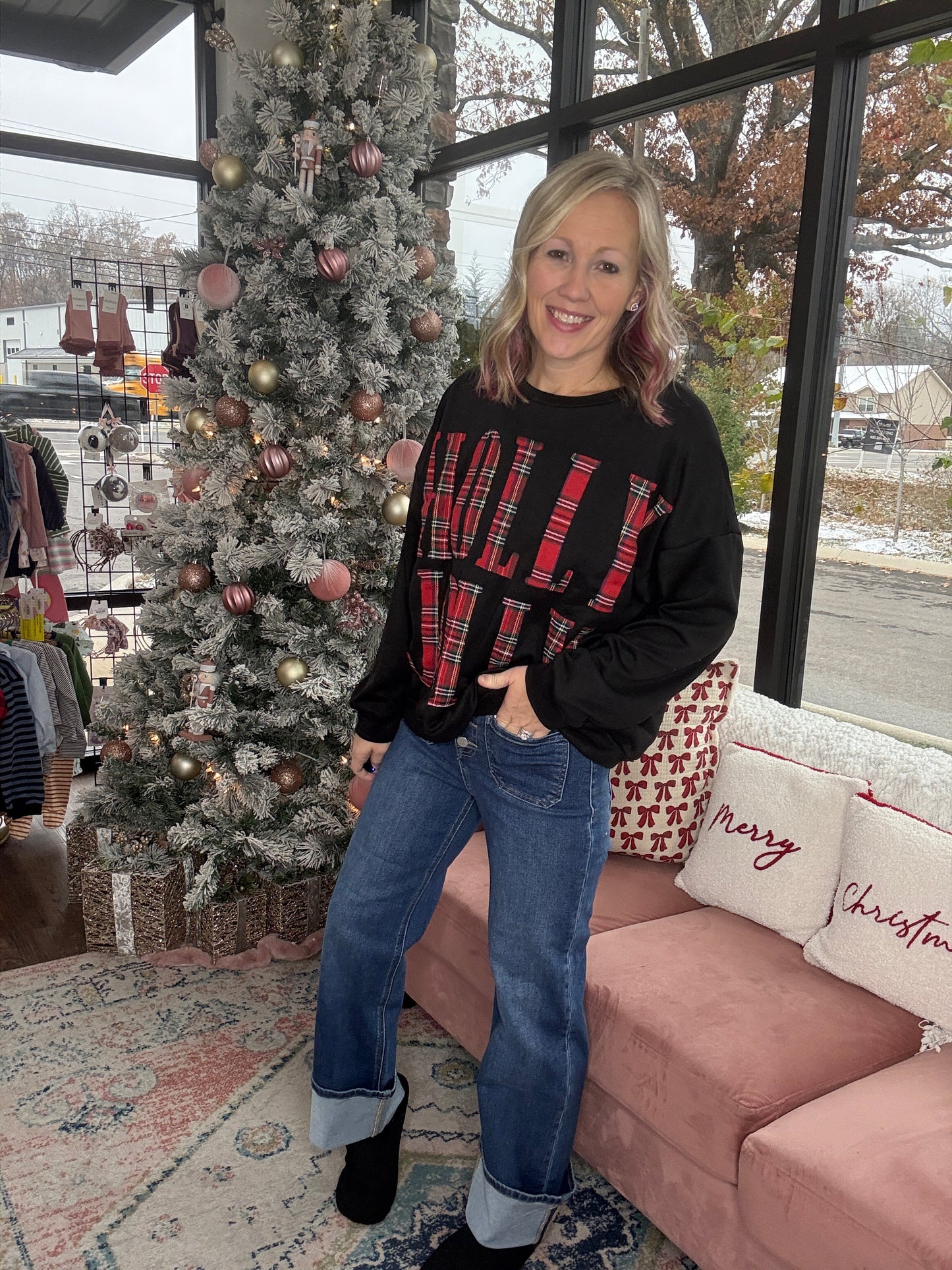 Plaid Holly Jolly Sweatshirt