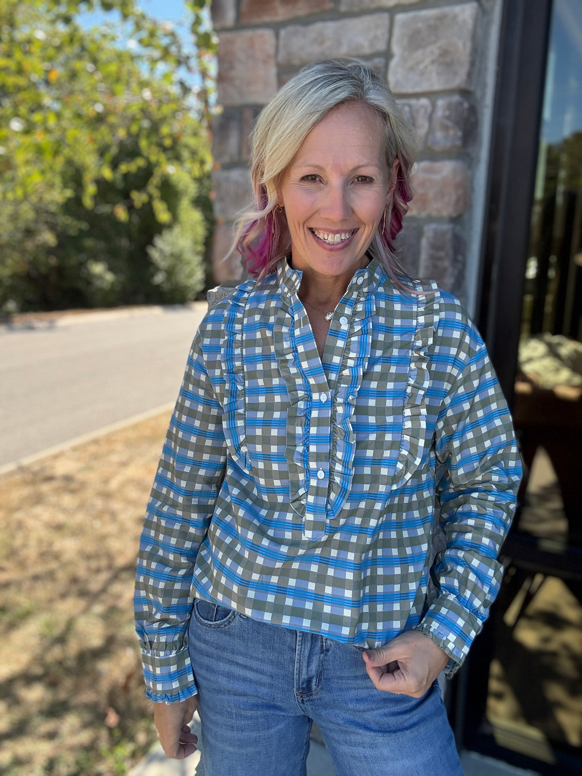 Ruffled in Plaid Top