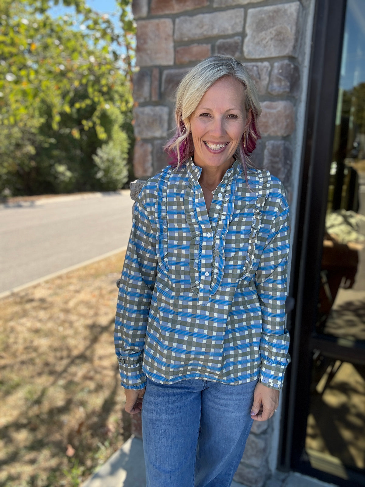 Ruffled in Plaid Top