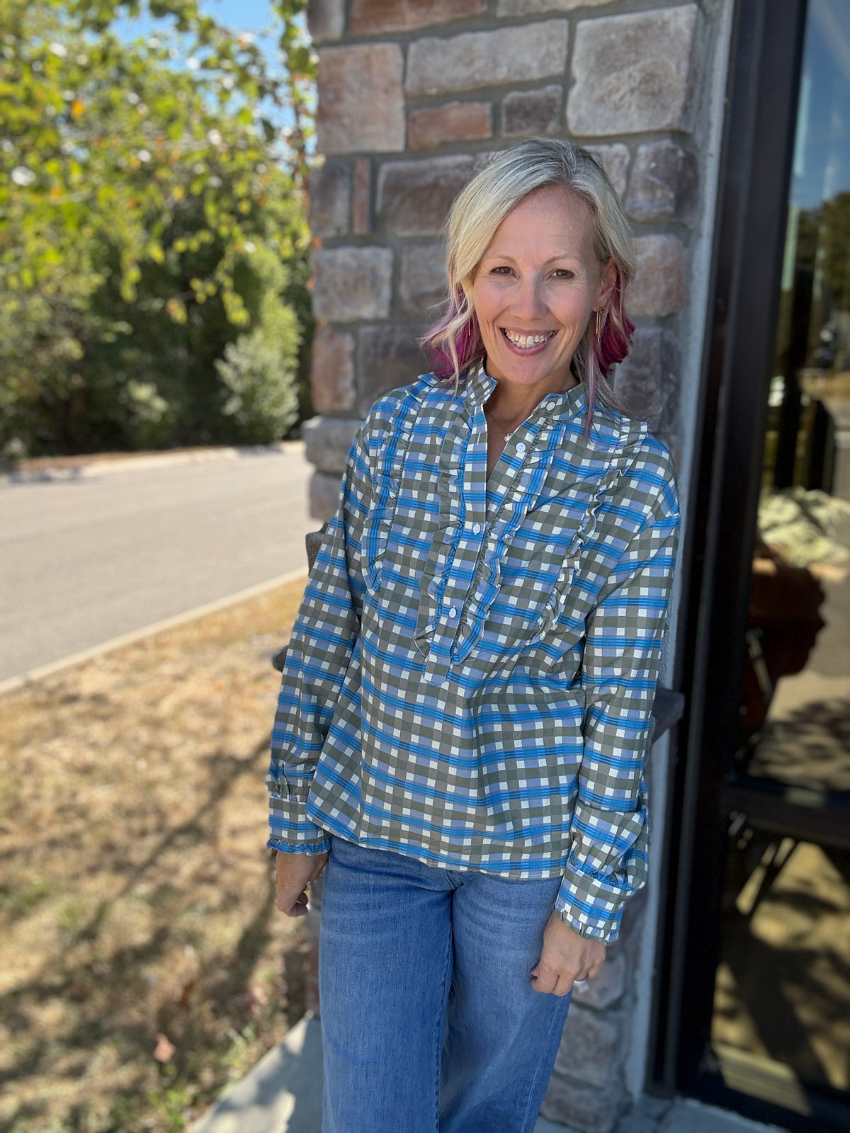 Ruffled in Plaid Top