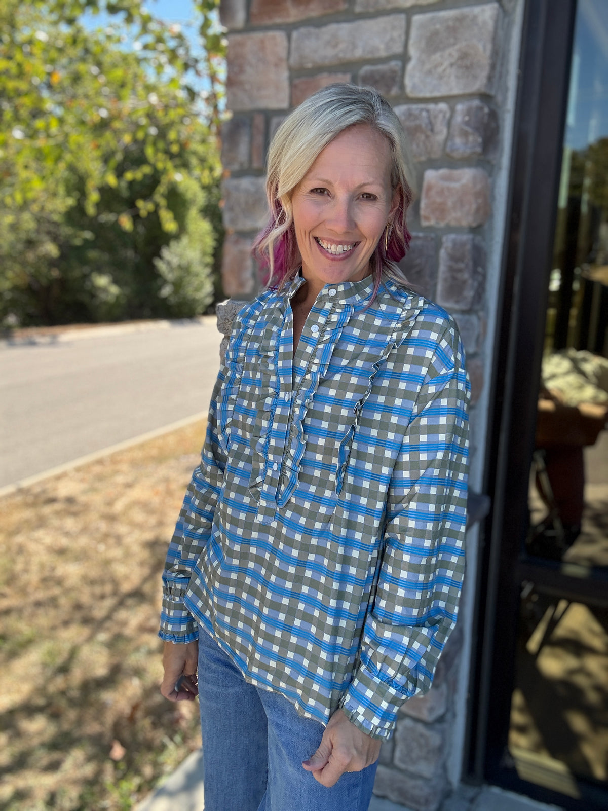 Ruffled in Plaid Top