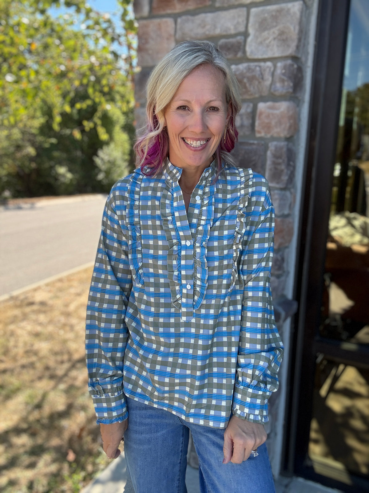 Ruffled in Plaid Top