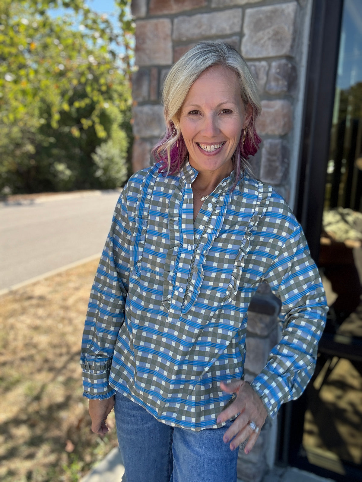 Ruffled in Plaid Top
