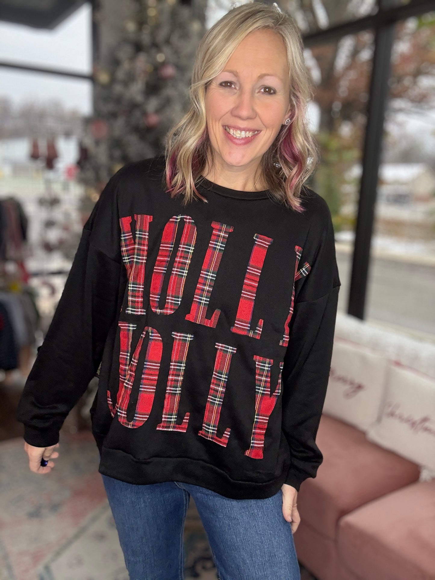 Plaid Holly Jolly Sweatshirt