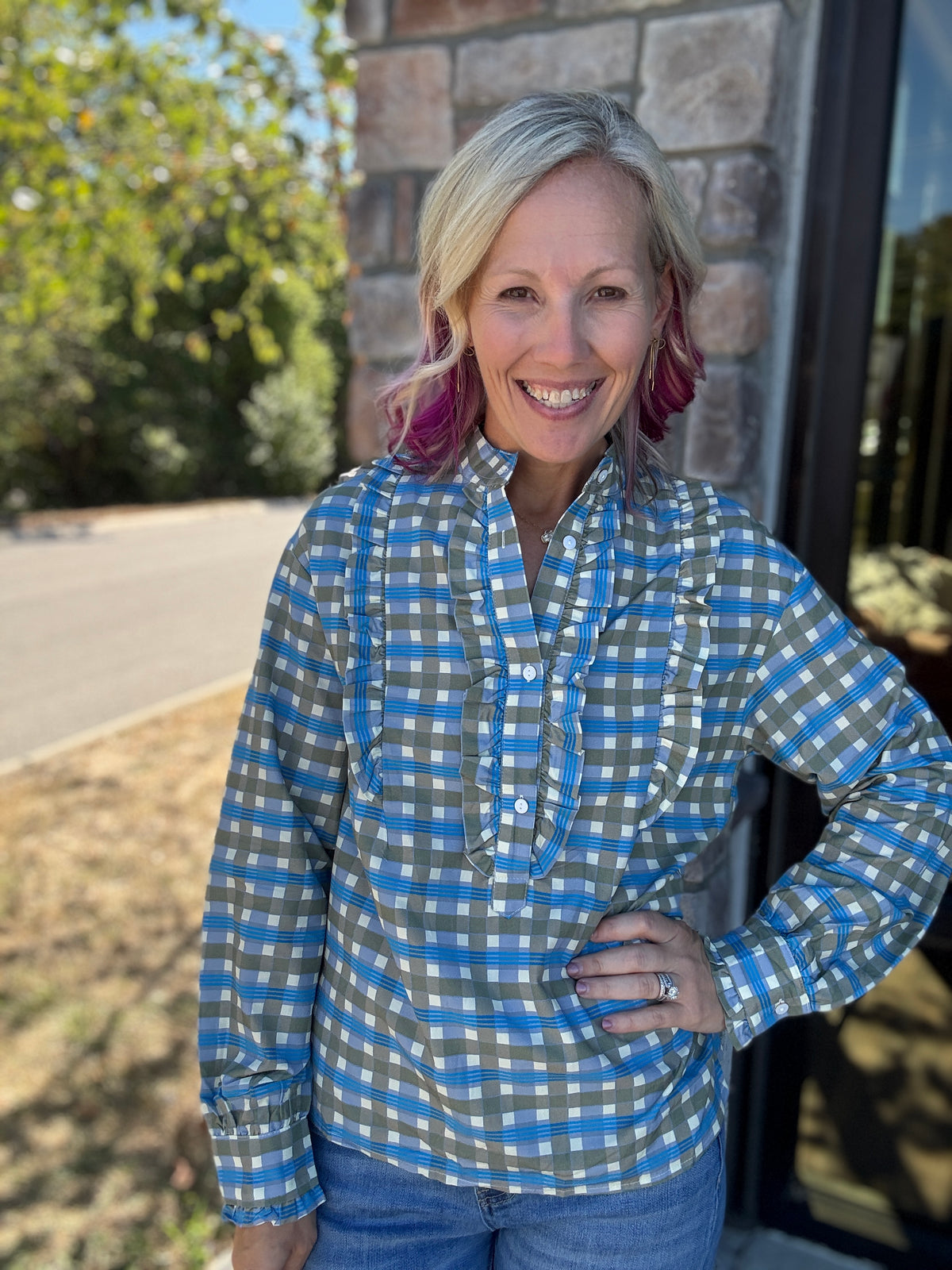 Ruffled in Plaid Top